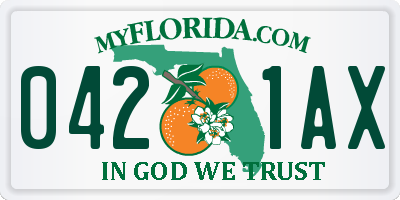 FL license plate 0421AX