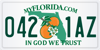 FL license plate 0421AZ