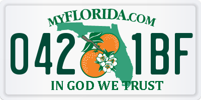 FL license plate 0421BF
