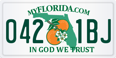 FL license plate 0421BJ