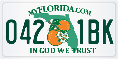 FL license plate 0421BK