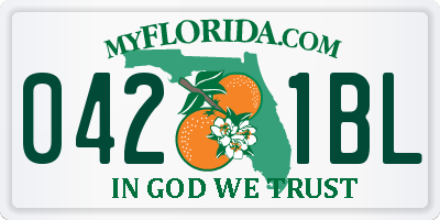 FL license plate 0421BL