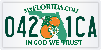 FL license plate 0421CA