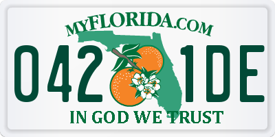 FL license plate 0421DE