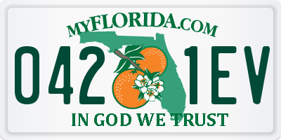 FL license plate 0421EV