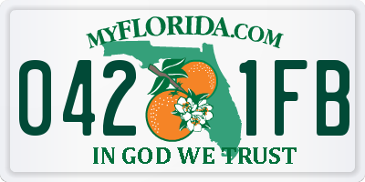 FL license plate 0421FB