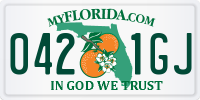 FL license plate 0421GJ