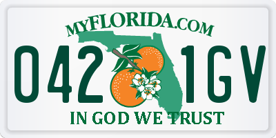 FL license plate 0421GV