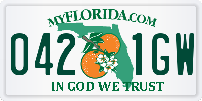 FL license plate 0421GW