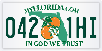 FL license plate 0421HI