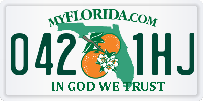 FL license plate 0421HJ