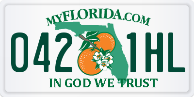 FL license plate 0421HL