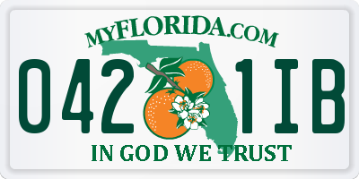 FL license plate 0421IB
