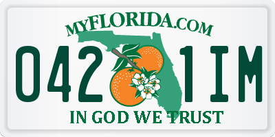 FL license plate 0421IM