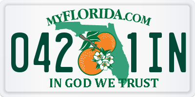 FL license plate 0421IN