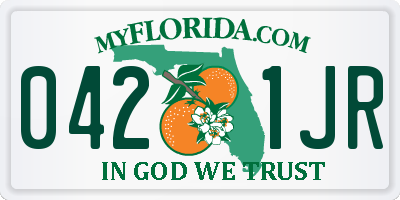 FL license plate 0421JR