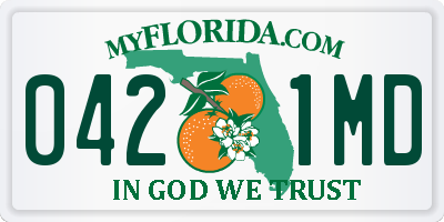 FL license plate 0421MD