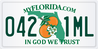 FL license plate 0421ML