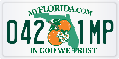 FL license plate 0421MP