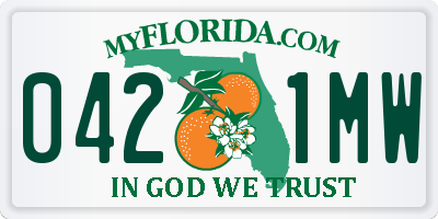 FL license plate 0421MW