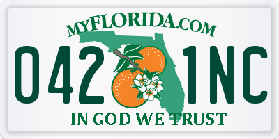 FL license plate 0421NC