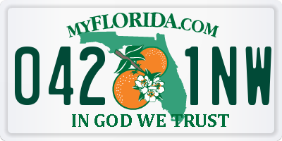 FL license plate 0421NW
