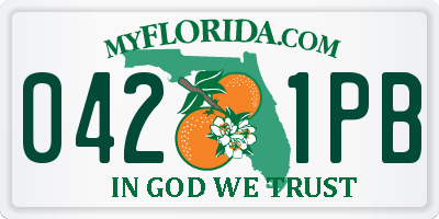 FL license plate 0421PB