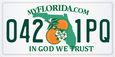 FL license plate 0421PQ
