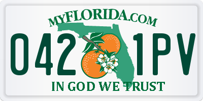 FL license plate 0421PV