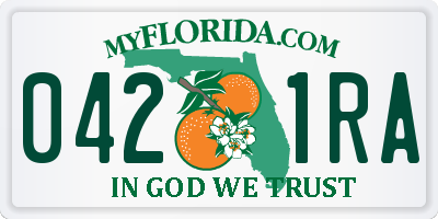 FL license plate 0421RA
