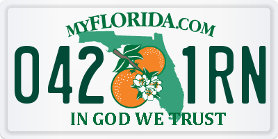 FL license plate 0421RN