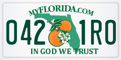 FL license plate 0421RO