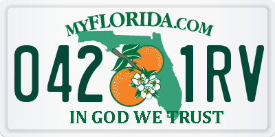 FL license plate 0421RV
