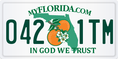 FL license plate 0421TM