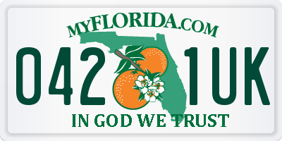 FL license plate 0421UK