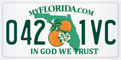FL license plate 0421VC