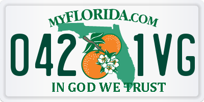 FL license plate 0421VG