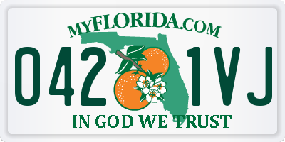 FL license plate 0421VJ