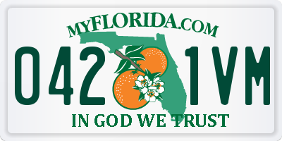 FL license plate 0421VM