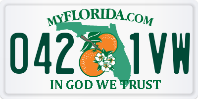 FL license plate 0421VW