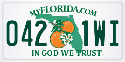 FL license plate 0421WI