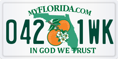 FL license plate 0421WK
