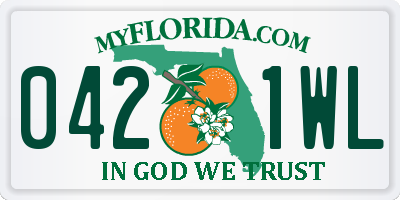 FL license plate 0421WL