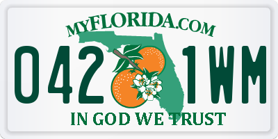 FL license plate 0421WM