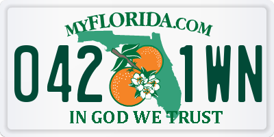 FL license plate 0421WN