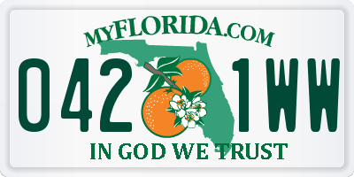 FL license plate 0421WW