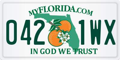 FL license plate 0421WX