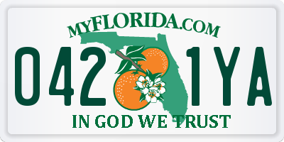 FL license plate 0421YA