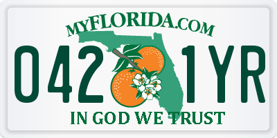 FL license plate 0421YR