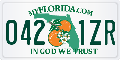 FL license plate 0421ZR